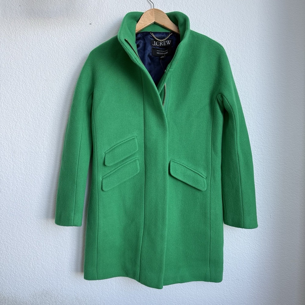 Crew Nello Gori Stadium Cloth Cocoon Coat Women 00 Green‎ NWT $365 Italian Wool